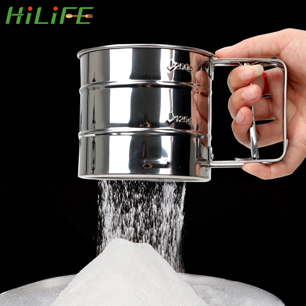

HILIFE Stainless Steel Sieve Cup Bakeware Powder Flour Mesh Sifter Cup Pastry Baking Tools Baking Icing Sugar Shaker