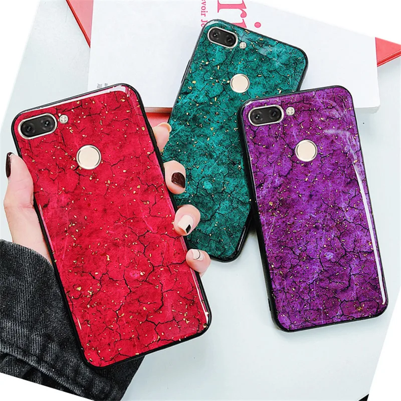 

Gold foil crack Case For Huawei Y7 Prime 2018 Y9 2018 y9 2019 Cover MATE 20 pro honor 7x 8c nova 2 plus 2s y6 2018 case mate 20x