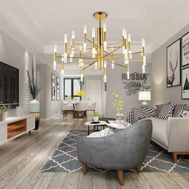  Modern Fashion Designer Black Gold Led Ceiling Art Deco Suspended Chandelier Light Lamp for Kitchen - 32965410370