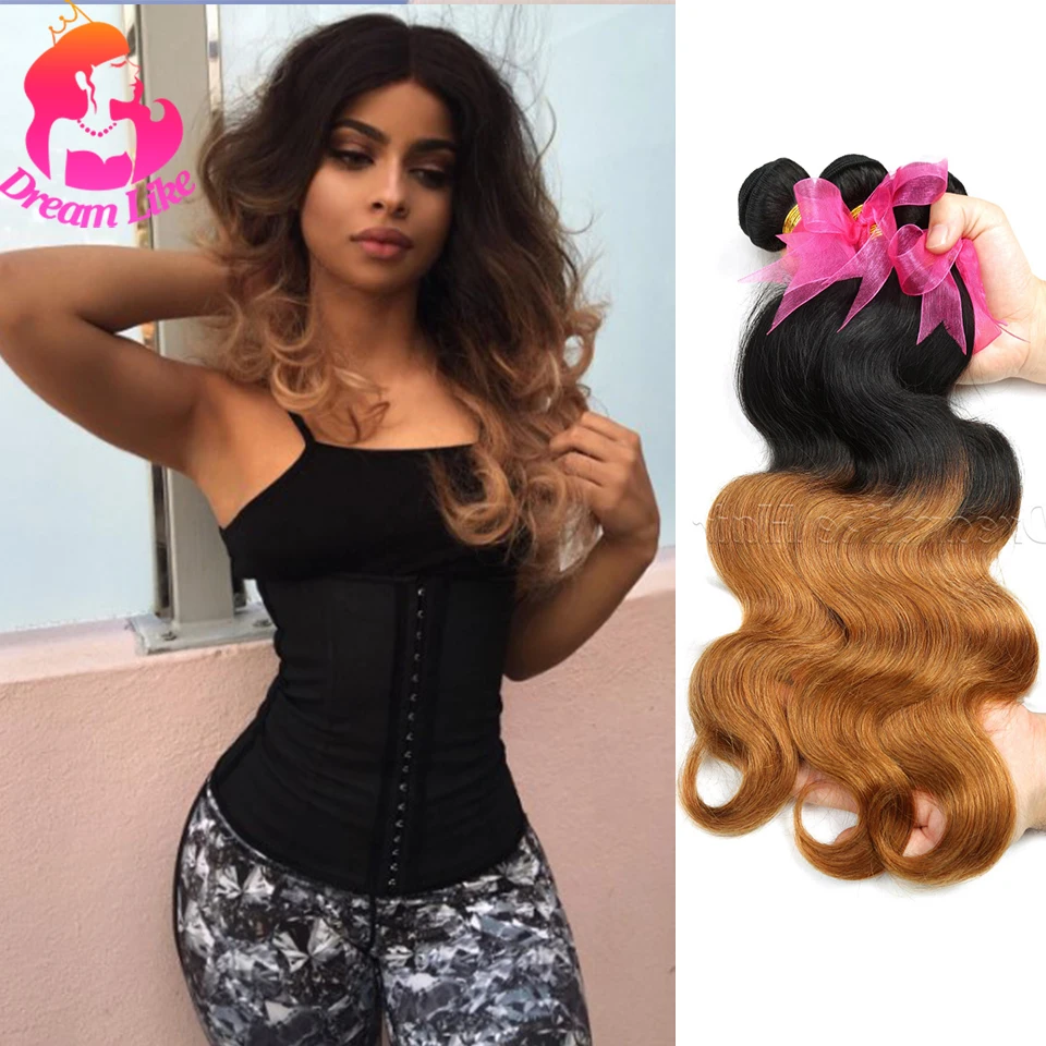 Soft T1B/30 Brazilian Virgin Hair Ombre Body Wave Cheap Human Hair