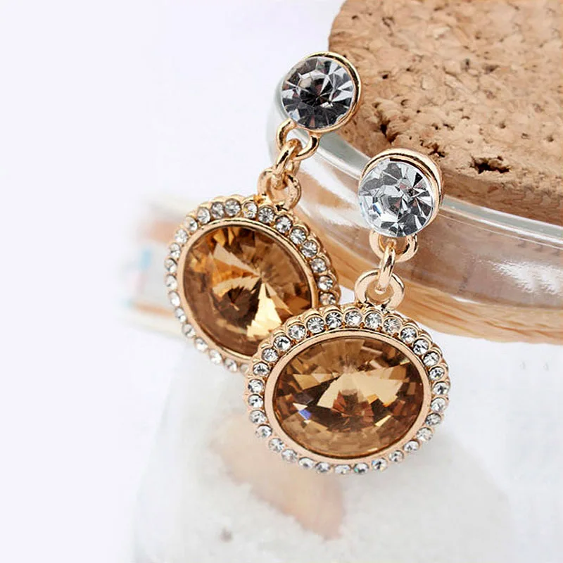 Round gem Crystal Earring (3)