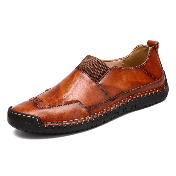 Zftl новые мужские лоферы; мужские туфли из натуральной кожи мужские Повседневное топ-сайдеры ботинки для вождения ручная работа, большой размер 38-48 Обувь в горошек без застежки для отдыха shoes20 - Цвет: Red Brown Loafers