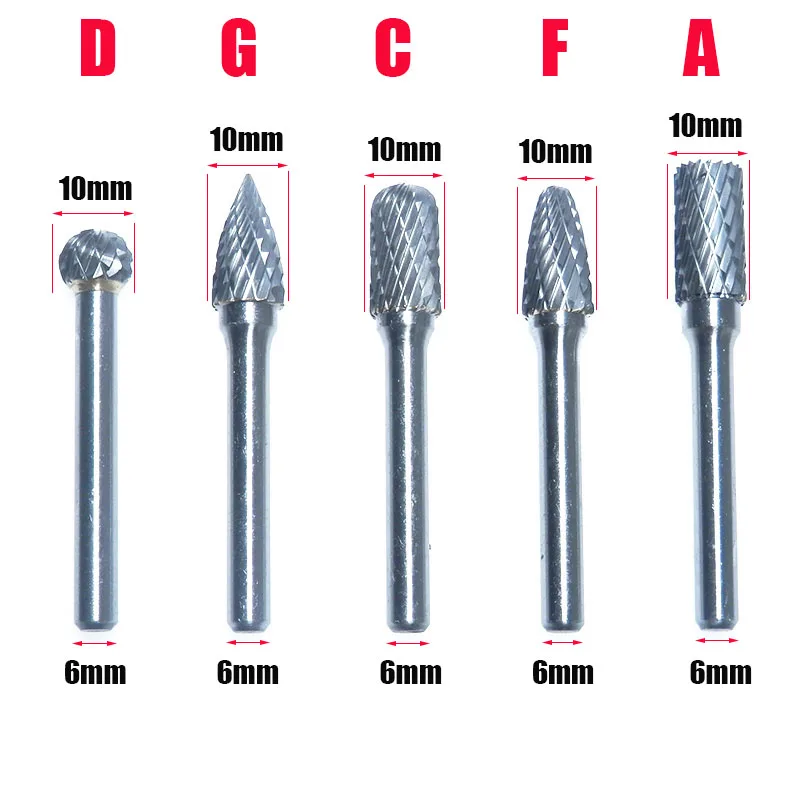 5 шт. 10 мм Головка Вольфрамовая сталь карбид роторные напильники напильник Гравировка инструмент сверла резьба заусенцы фреза