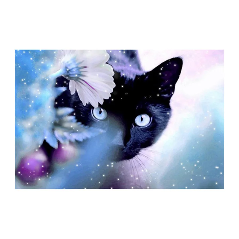 Diamond Mosaic Embroidery Animal Black Cat Diamond Painting Cross Stitch Square full dill Sets Decorative drawing