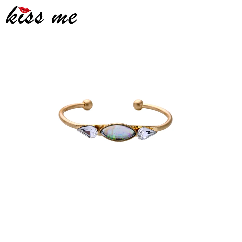 

KISS ME Trendy Teardrop Resin Charm Cuff Bangle Jewelry New Design Copper Women Bangle Wholesale