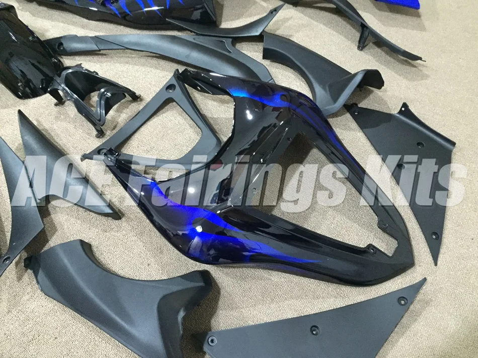 Abs Обтекатели комплект подходит для kawasaki Ninja ZX6R 636 2007 2008 07 08 6R ZX-6R 600CC Кузов Набор изготовленный на заказ пламя синий