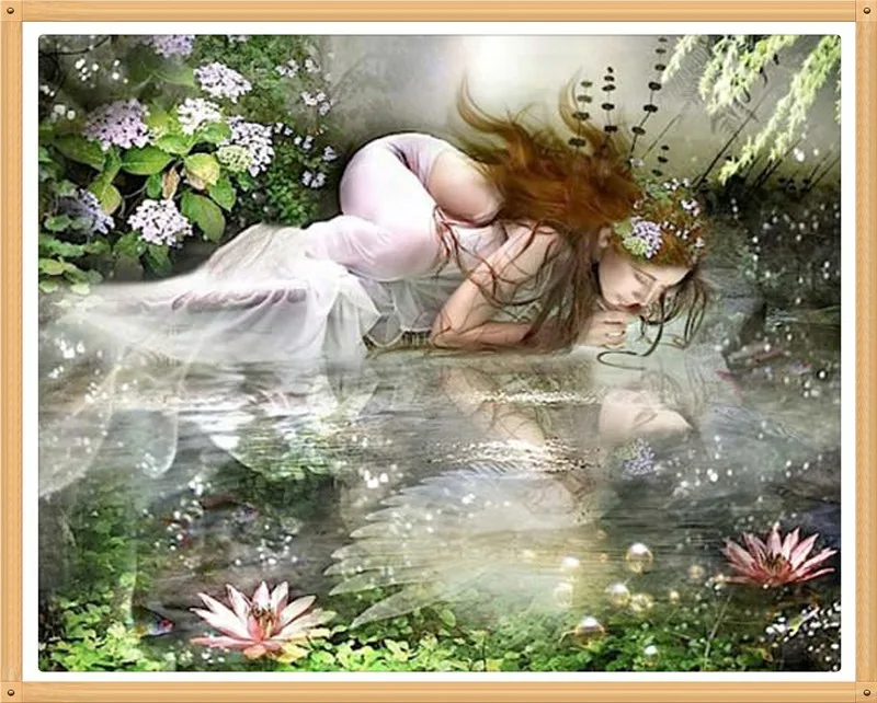 

5d full diamond painting manual cross stitch crystal 2019 painting crafts decorative Beautiful woman on the water diy