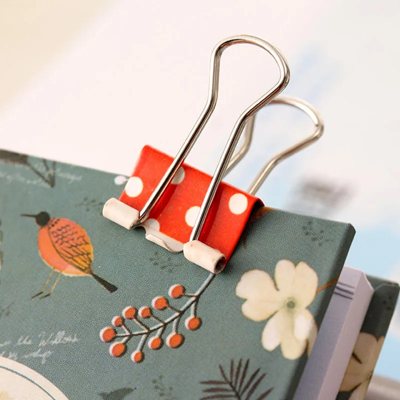 us 1 07 40 off 6pcs fresh style flowers printed metal binder clips small size notes letter paper clip office supply in clips from office school flower paper clip