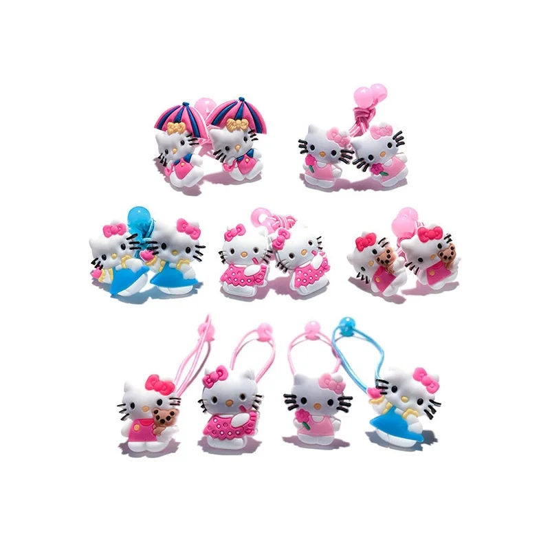 

1Pair Lovely Hello Kitty Girls' Hairbands Headwear Hair Accessories PVC+Elastic Bands Gilrs Kids Party Gifts Hair Jewelry Decor