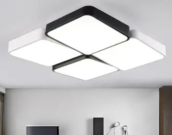 

Designer Modern Metal LED Ceiling Lights White Black Square Rectangular Dimmable Lamps For Bedroom Corridor Living Room