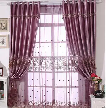 

FYFUYOUFY European style living room smooth cloth curtain voile curtain Water soluble hollow embroidery curtain Special offer