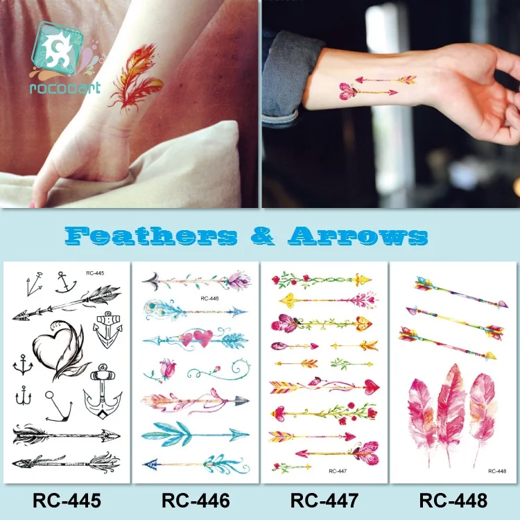 

Waterproof Temporary Tattoo Stickers Body Art Women Tattoos Feathers Fake Tattoo Arrows Taty Sexy Tatouage Temporaire Tatuajes