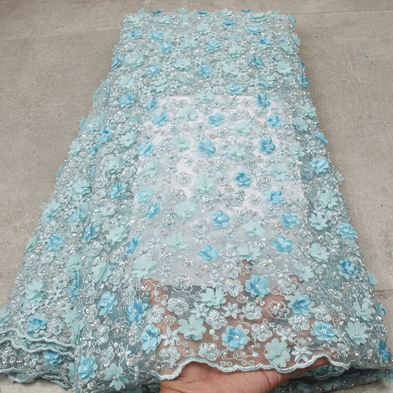 

Handmade Pearls Lace Fabrics, Green Fancy Lace For Dresses, Embroidery Lace Applique Fabric MR2582B