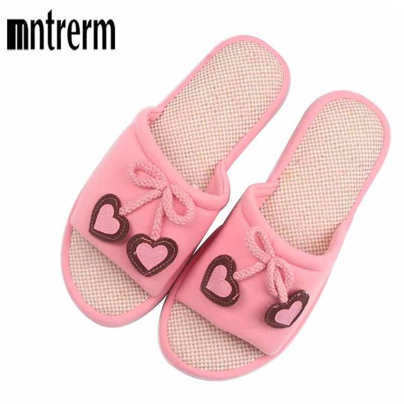 

Cute Heart-Shaped Cartoon Women Home Slippers For Summer Indoor Bedroom House Spring Cotton Shoes Adult Flats Christmas Gift