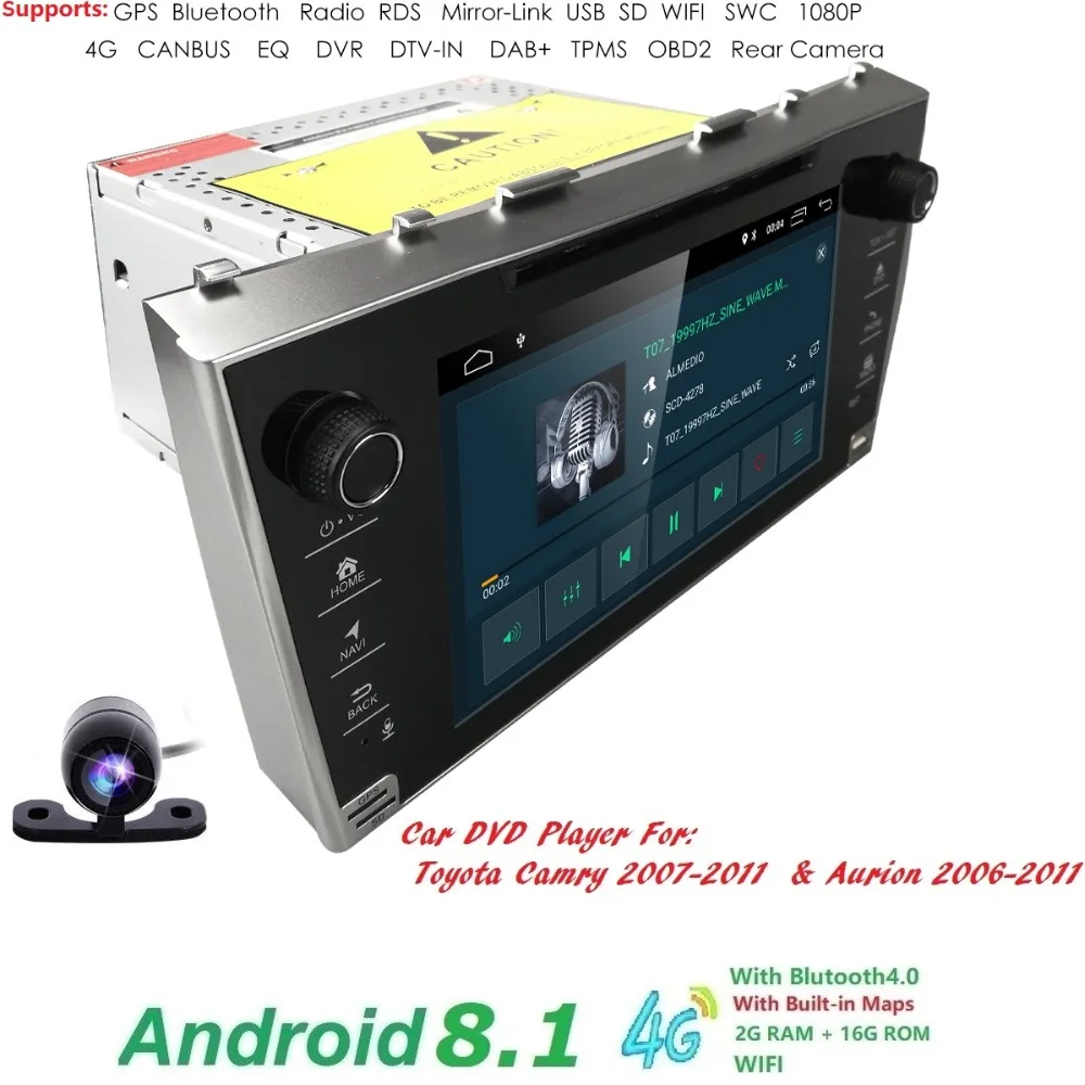 

8" 2din android 8.1 Touch screen 1080P Car Stereo Player GPS For TOYOTA Camry 2007-2011 Aurion 2006-2011 DAB+DVD+wifi+SWC+BT+RDS