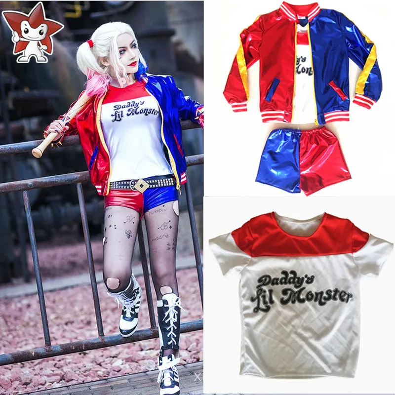 Girls Kids Suicide Squad Harley Quinn JOKER Cosplay Costume Purim