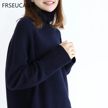 

FRSEUCAG 2020 autumn and winter new high-neck cashmere sweater ladies leisure pullover thick warm knit bottom shirt hot