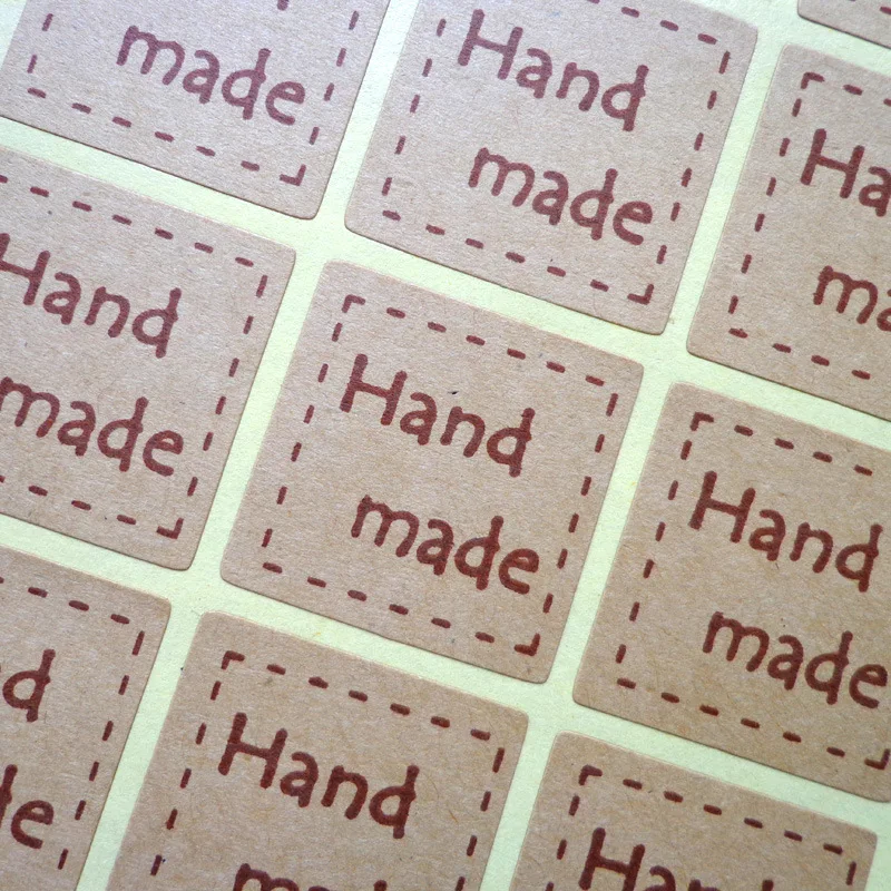 120pcs New 25*25mm Vintage Handmade Sticker Kraft Label Square DIY Hand Made For Gift Cake Baking Sealing Stickers M1151 | Дом и сад