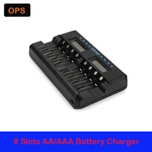 Advanced MCU Controlled 8 Bay AA/AAA NiMH/NiCD Smart Battery Charger with Independent LCD Indication