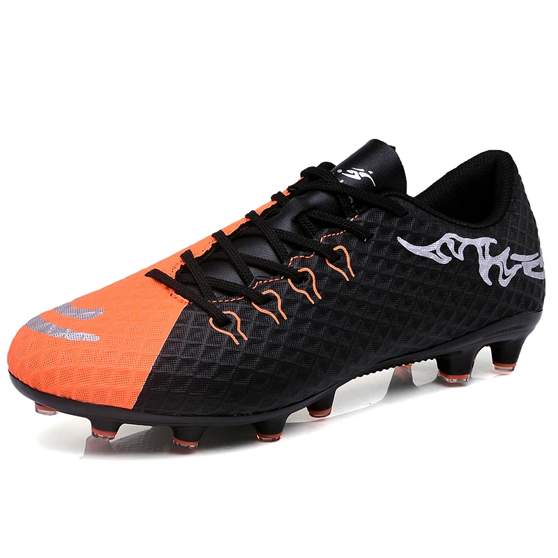 

Men's Soccer Shoes Training Ankle HG Outdoor Cleats Male Boys Football Shoes Long Spike Blue Orange Man Football Boots Original