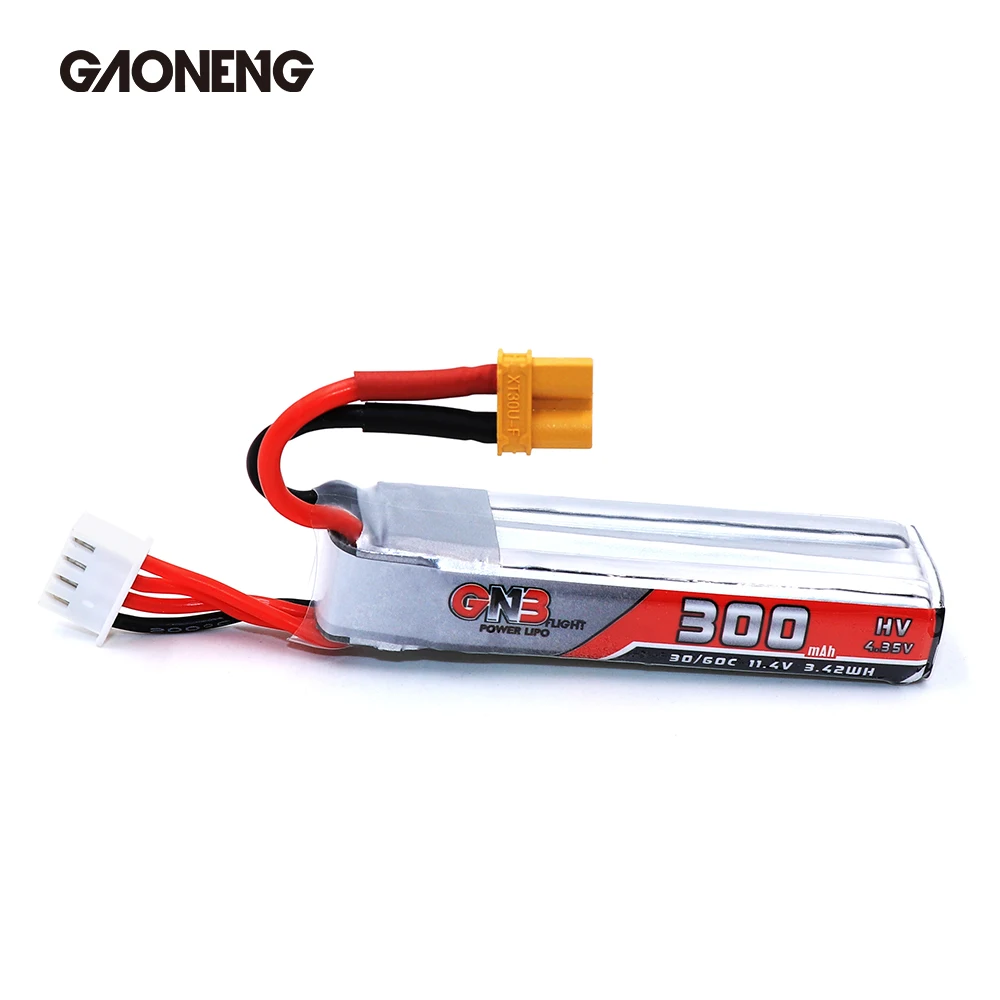 2 шт Gaoneng GNB 300mAh 3S 11,4 V 30C/60C HV Lipo батарея XT30 разъем для полноскоростного TinyLeader whoop3S Дрон RC FPV части дрона