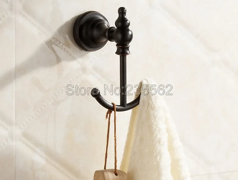 Классический черный масла античная латунь Ванная комната Душ Полотенца пальто Крючки халат двойной крючок вешалка настенная lba826