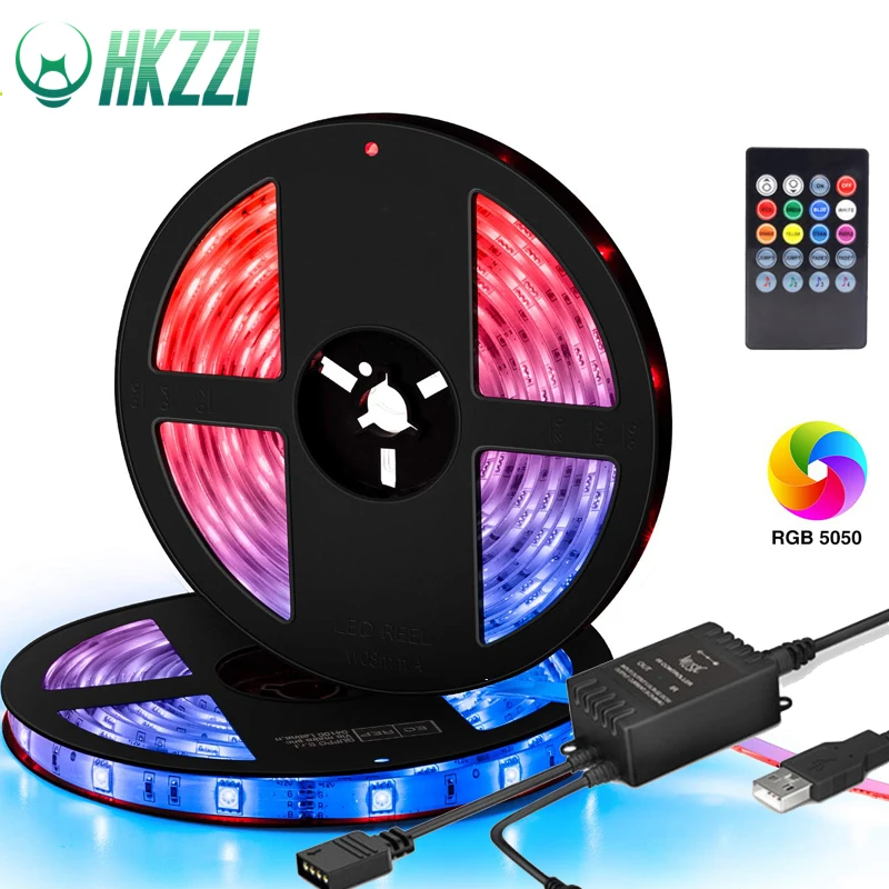 HKZZI USB Светодиодная лента лампа 5050 RGB DC5V гибкий светодиодный светильник 0 5 м 1 2 3 ТВ