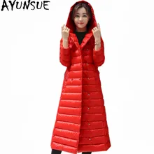 AYUNSUE/женское теплое зимнее пальто, женский пуховик на утином пуху, меховый воротник, парки с капюшоном, тонкие женские куртки Inverno WXF291