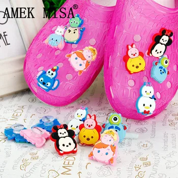 

8/16 Pcs a Lot PVC Shoe Decoration Tsum Tsum Superimposed Charms Accessories for Kids Favor Kawaii Vute Xmas Gift Fit Bands/Croc