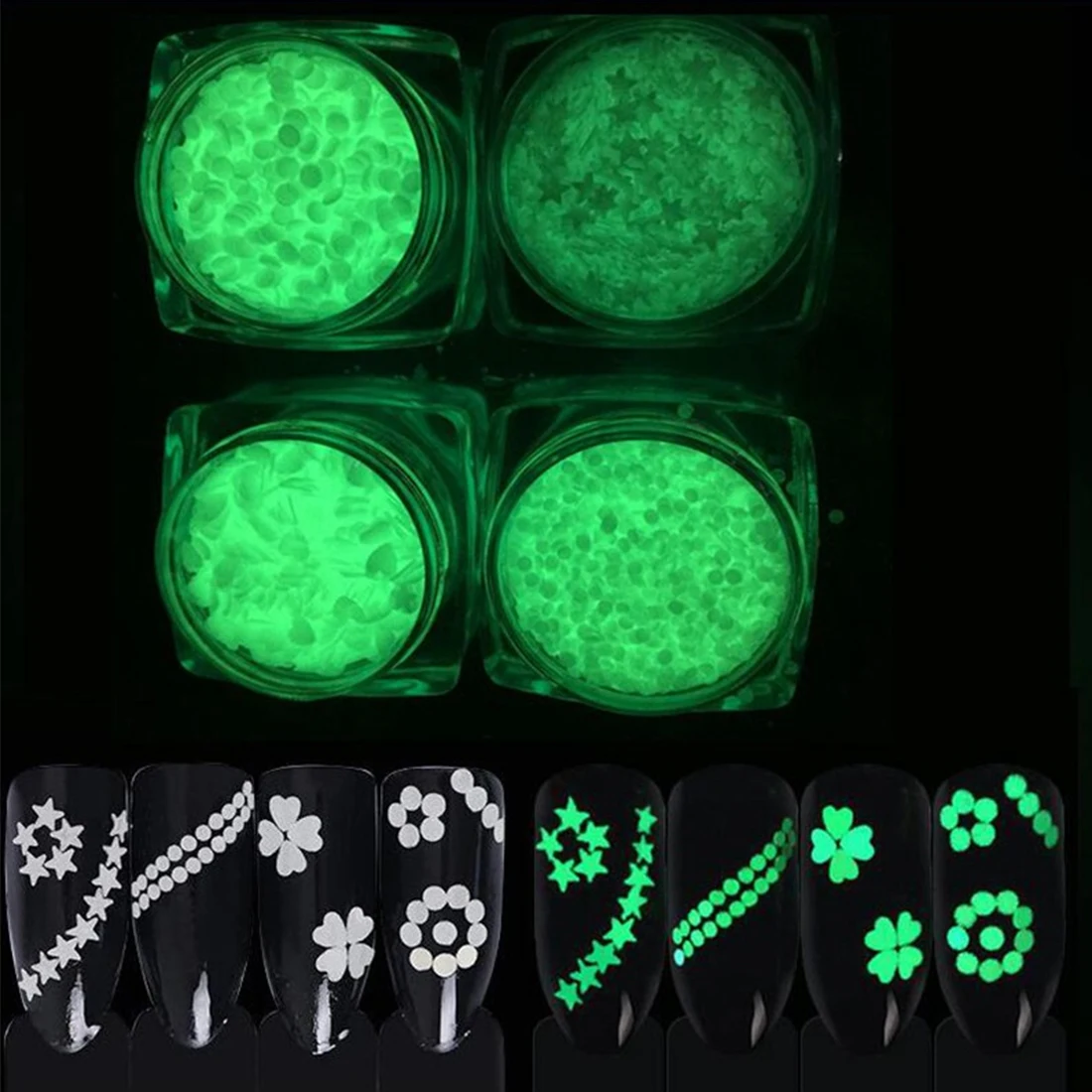 

Ultra-thin nail glitter piece powder round fluorescent light nails sequins glow dark nails shiny flake powder nails sequins
