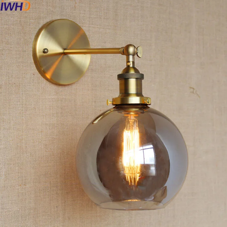 

IWHD Glass Ball Led Wall Light Vintage Arm Lighting Stairs Loft Style Industrial Wall Lamp Retro Iron Sconce aplik lamba Lights