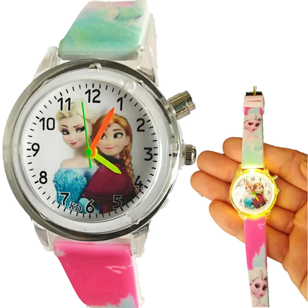 fashion kids children girls boys 3D cartoon snow Queen Princess Watch students sister birthday gift party quartz wrist watches - Цвет: Girl Rose