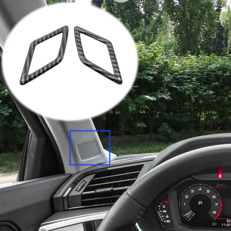 

For Audi Q3 2019 2020 ABS Matte/Carbon fibre Car Front column Sound decoration Cover Trim Car Styling Accessories 2pcs
