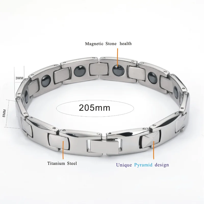 2019 fashion man titanium stainless steel jewelry male Charm Bangles silver color tungsten design magnetic bracelets for men (5)