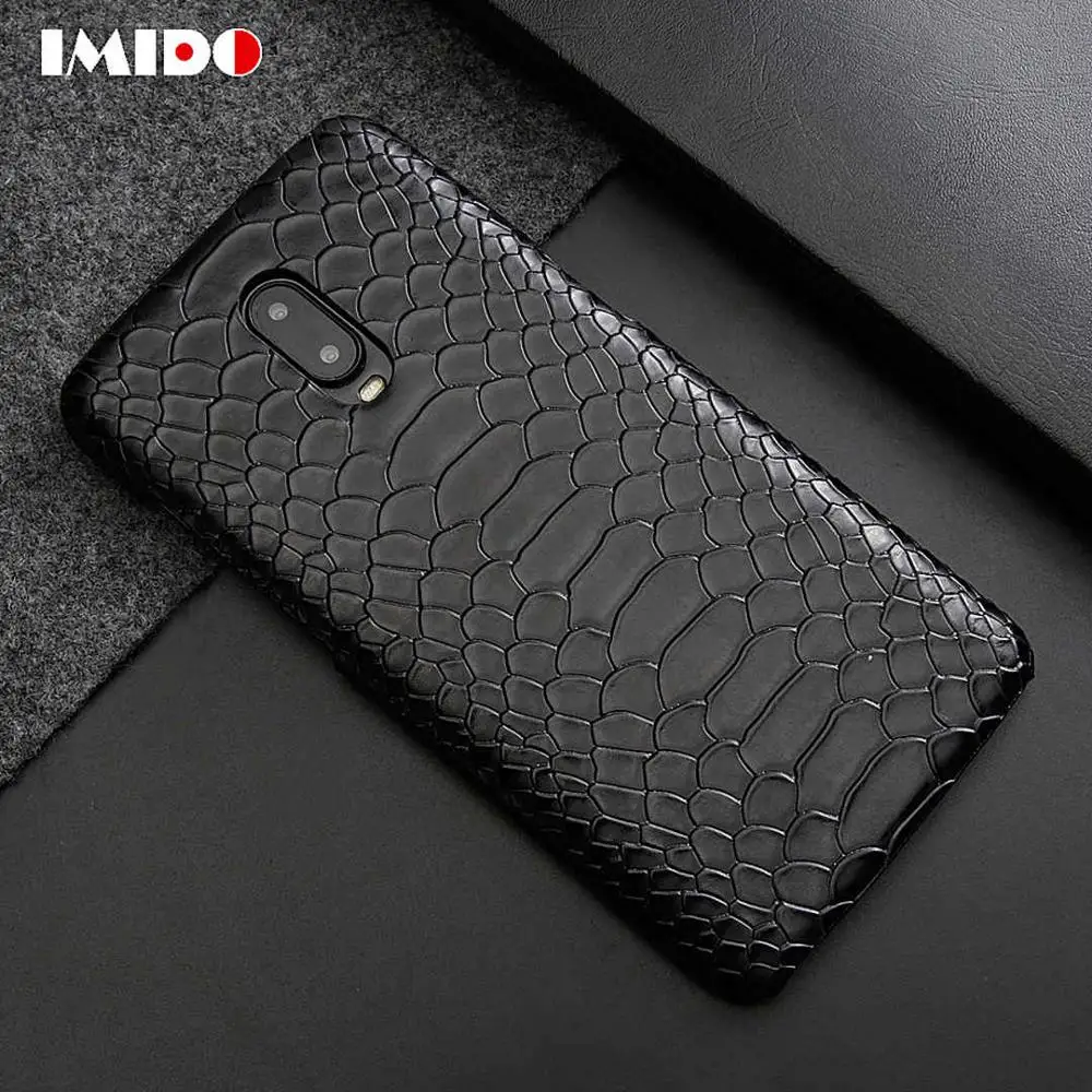 

IMIDO Luxury Leather PU Phone Case For One Plus 6 6T SnakeSkin Pattern Design Back Cover For One Plus 6T One Plus 6 Coque Fundas