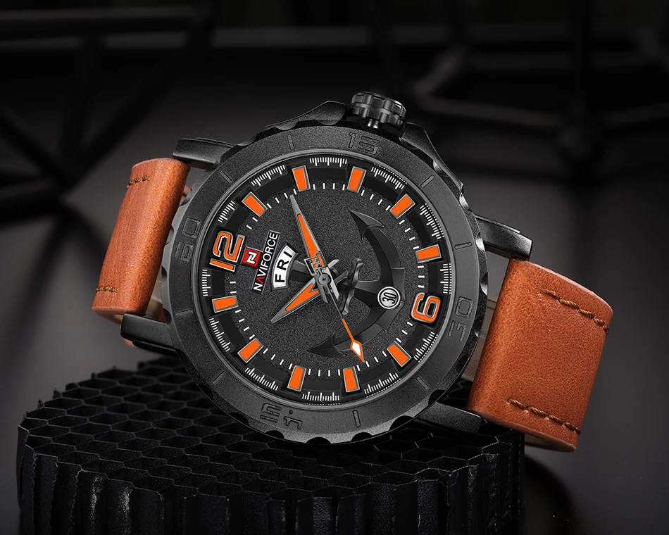 NAVIFORCE мужские спортивные часы люксовый бренд мужские кожаные водонепроницаемые аналоговые кварцевые часы модные повседневные наручные часы Relogio Masculino