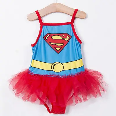 

2017 children clothes new toddler Girls Kids Swimwear Superman Tankini Swimsuit Set swim suit with tutu skirt 2-6T