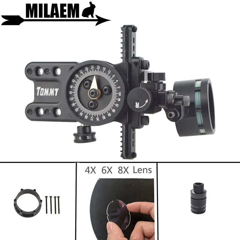 

1Set Archery Compound Bow Sight With Adapter And 4x/6x/8x Lens Sight Light Compound Bow Shooting Hunting Accessories