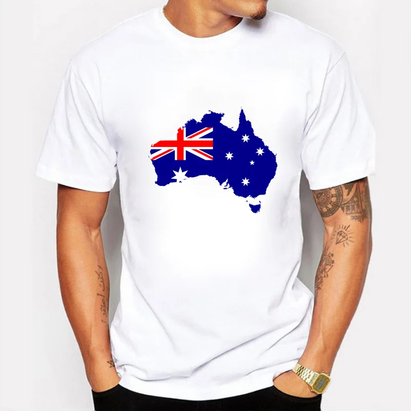 2017 Summer cool Australia Flag Men T shirts 100 Cotton Nostalgia print Style Fitness T shirts