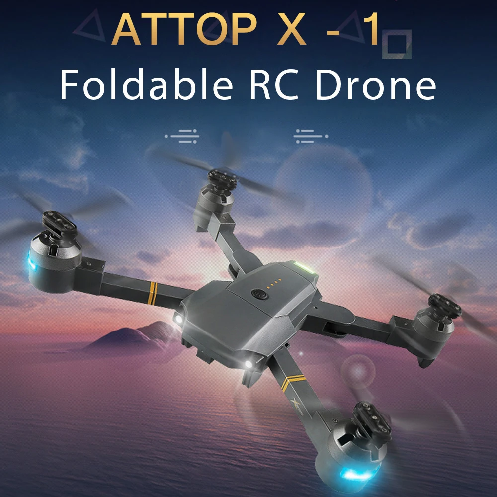 

ATTOP XT-1 Foldable RC Drone With Camera WiFi FPV 2MP RC Helicopter Quadcopter Headless Mode 360-Degree Flip Altitude Hold Dron