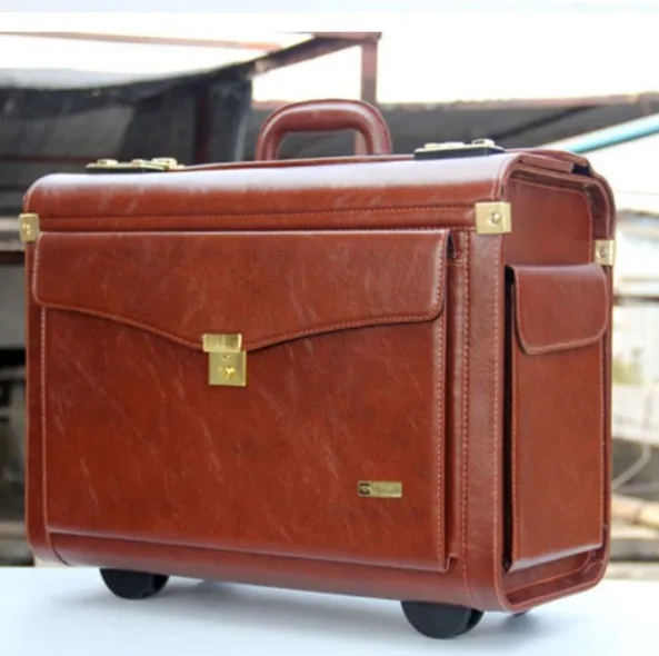 Travel tale авиакомпании капитан ручной клади кожаный ретро-чехол для переноски на чемодан на колесиках для стюардесса - Цвет: brown