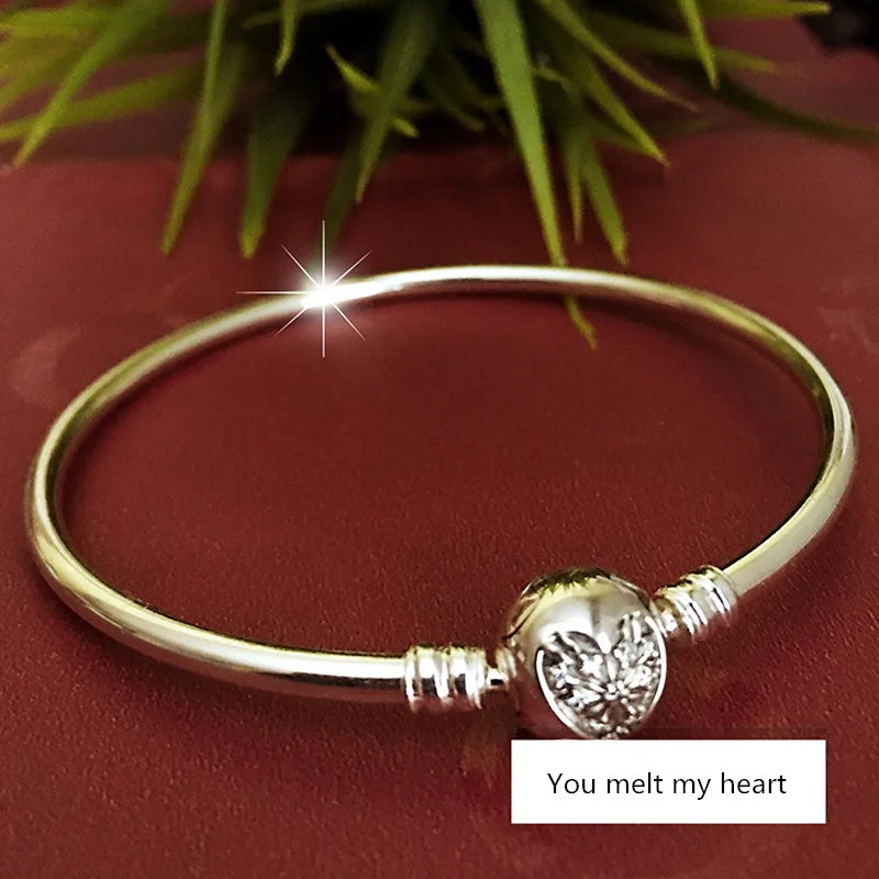 

2019 NEW Charm Carved S925 Silver bracelet pandoras bangle Smooth Hand chain women jewelry,1pz