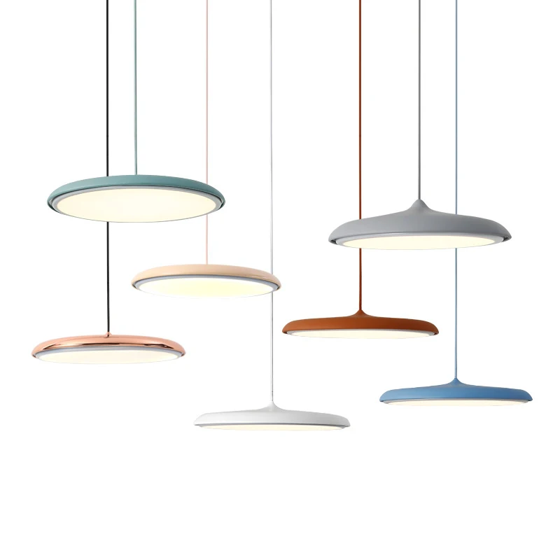 

Nordic Modern Macaron Fashion Decorative LED Lighting UFO Disc Aluminum Lampshade Restaurant/Counter/Bar Indoor Pendant Lamp