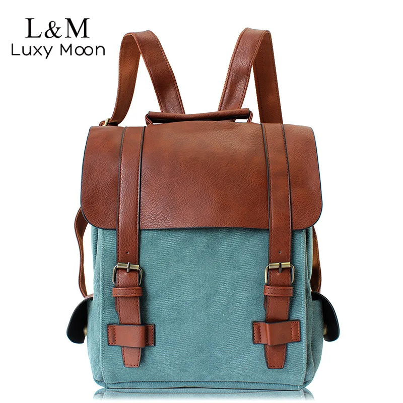  Luxy moon Vintage Women Canvas Backpacks For Teenage Girls School Bags Large High Quality Patchwork - 32841694565