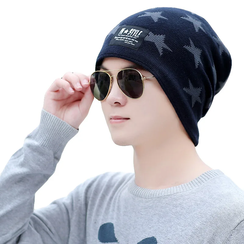 Dark Blue Lovingsha, бренд звезды дизайн теплые шапки для шапочки для девочек мужские вязаные Skullies мешковатые шапки из искусственного меха женские зимние шапки HT085 - Цвет: Dark Blue
