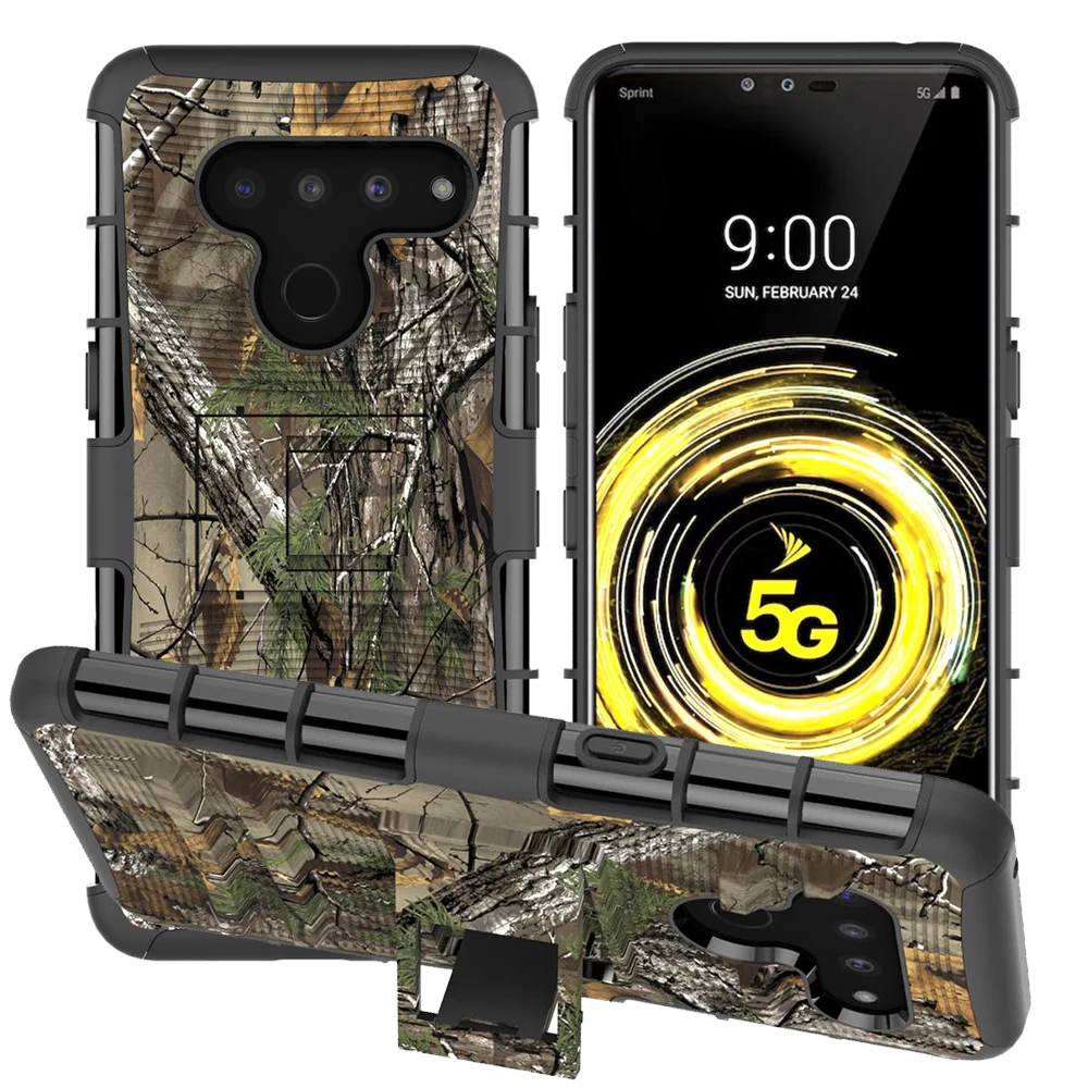 

Holster Case Belt Clip Rubberized Grip Slim Fit Protective Cover Kickstand Combo Shell Holder For LG V50 ThinQ