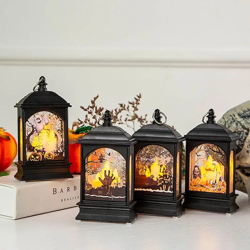 

2019 Halloween Vintage Pumpkin Castle Light Lamp Party Hanging Decor LED Lantern Party Supplies Hanging Lantern Water Sequin