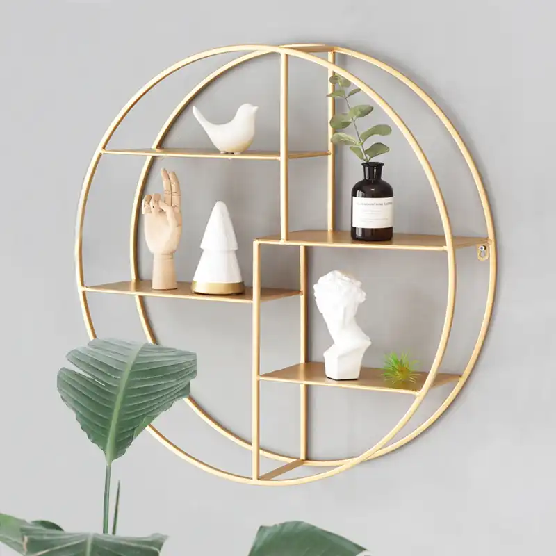 A Rack On The Dining Room Wall Shelves Adorn Golden Bracket Sundries Shelf