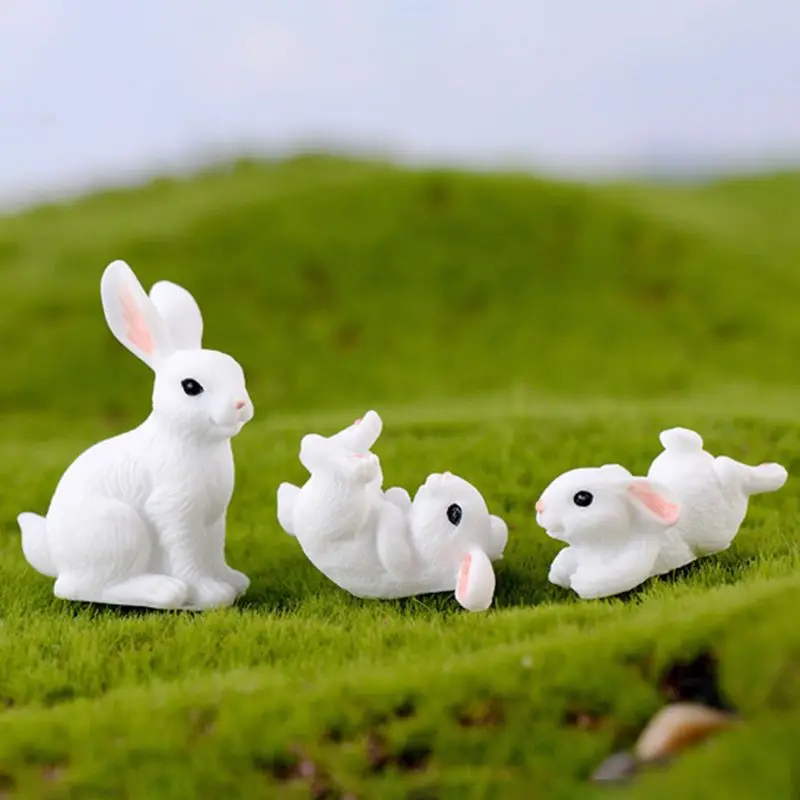 Rabbits Figurines Mini Miniature Fairy Garden Different Bunny Decor for Mini Succulents Cactus Decorating rabbit ornaments rabbit ornament miniature ornament miniature figurines 4Pcs