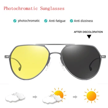 

ZJHZQZ Round Retro Aluminium Polarized Photochromic Sunglasses All-weather changing Chameleon Night Vision Transition Len